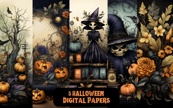 5 Watercolor Halloween Backgrounds: Creative Digital Assets