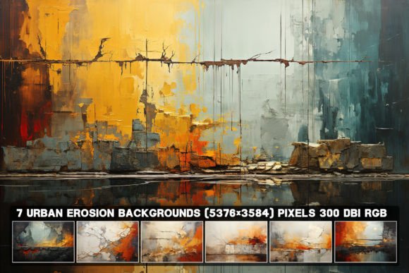7 Abstract Urban Erosion Backgrounds: Raw Texture for Modern Design