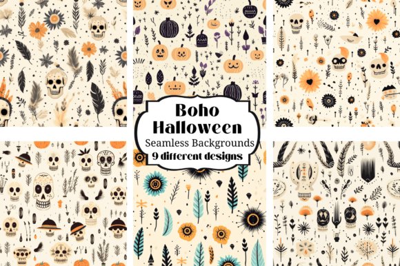 Boho Halloween Seamless Patterns: Your Creative Toolkit