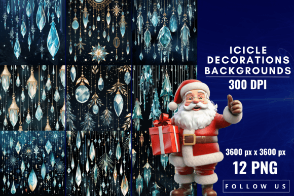 Enchanting Winter Textures: Icicle Decorations Backgrounds