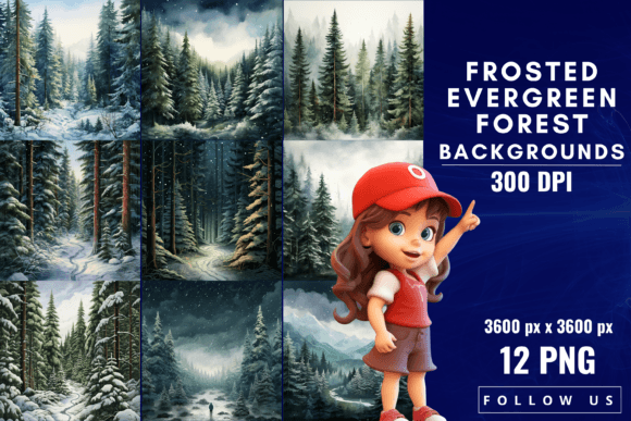 Frosted Evergreen Forest Backgrounds: Your Winter Design Canvas