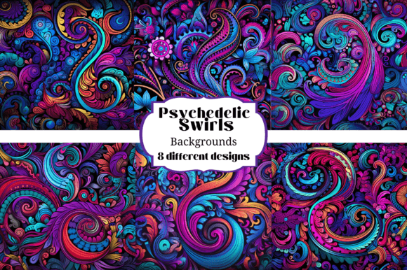 Psychedelic Swirls Paisley Backgrounds for Creative Projects