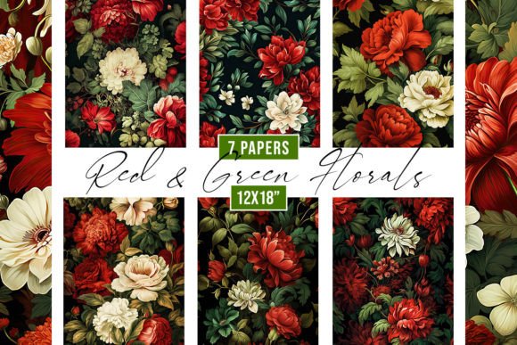 Red and Green Floral Backgrounds for Every Project