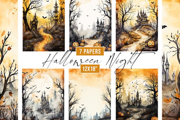 Watercolor Halloween Night Backgrounds: A Designer's Moody Toolkit